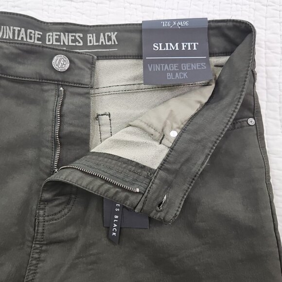 Vintage Genes Black Jeans Men's 36x32 Green French Terry Denim Stretch NWT NEW - Picture 16 of 16